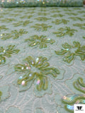 French Lace with Sequins and Cording - Seafoam Green