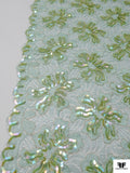 French Lace with Sequins and Cording - Seafoam Green