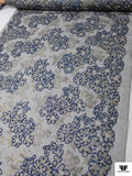 French Floral Shimmer Lace with Metallic Cording - Electric Blue / Gold