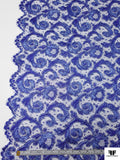 French Paisley Floral Corded Lace with Metallic Detailing - Persian Blue