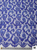 French Paisley Floral Corded Lace with Metallic Detailing - Persian Blue