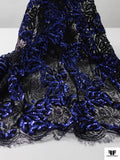 French Floral Lace with Sequins and Pearls - Black / Blue / Midnight Purple