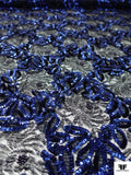 French Floral Lace with Sequins and Pearls - Black / Blue / Midnight Purple