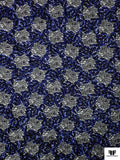 French Floral Lace with Sequins and Pearls - Black / Blue / Midnight Purple