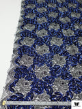 French Floral Lace with Sequins and Pearls - Black / Blue / Midnight Purple