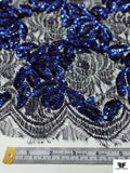 French Floral Lace with Sequins and Pearls - Black / Blue / Midnight Purple