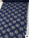 French Floral Lace with Sequins and Pearls - Black / Blue / Midnight Purple