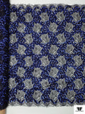 French Floral Lace with Sequins and Pearls - Black / Blue / Midnight Purple