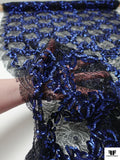 French Floral Lace with Sequins and Pearls - Black / Blue / Midnight Purple