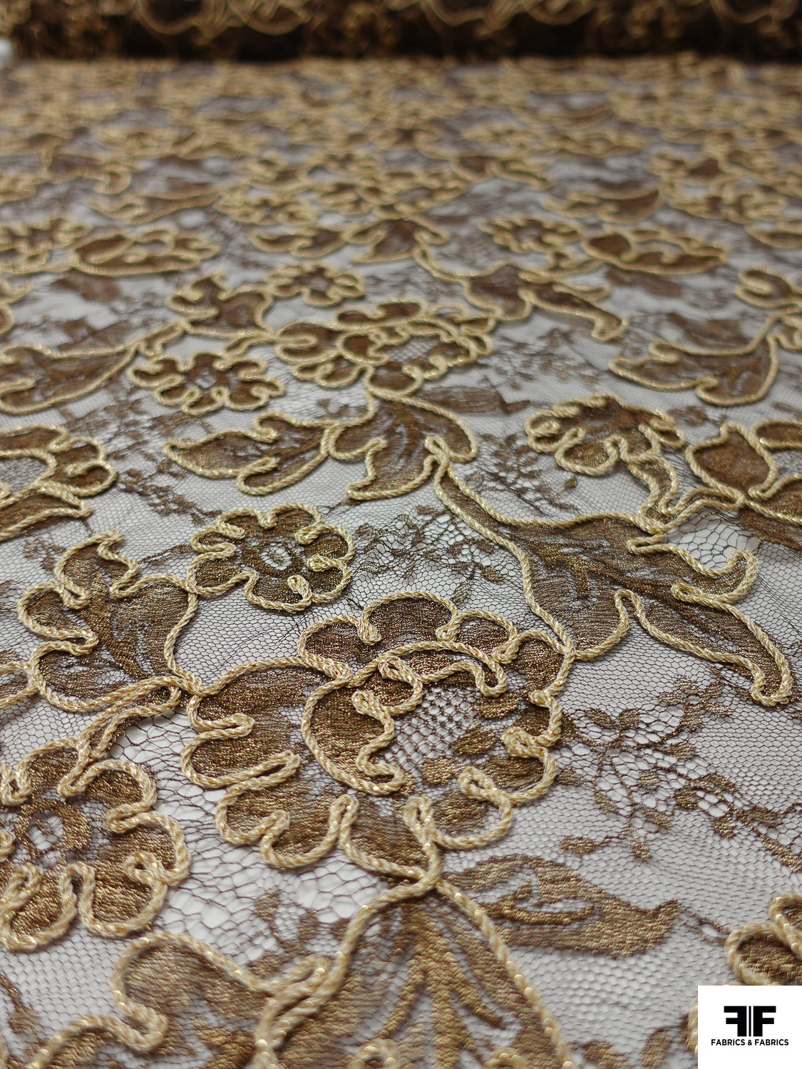 gold lace fabric for dresses Gold Damask Design Embroidered on Mesh Lace Fabric, Floral Bridal Lace Wedding Dress by the Yard (Pick a Size)