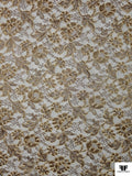 French Floral Metallic Lace with Cording - Light Gold / Brown