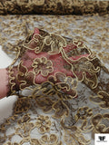 French Floral Metallic Lace with Cording - Light Gold / Brown