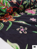 French Floral Printed and Beaded Cotton - Green / Pink / Orange / Black