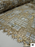 French Metallic Lace with Pearls - Gold / Silver