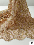 French Paisley Metallic Lace with Pearls and Cording - Gold / Ballet Pink