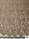 French Paisley Metallic Lace with Pearls and Cording - Gold / Ballet Pink