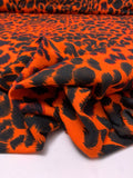 Italian Cheetah Printed French Terry Knit - Orange / Black / Brown