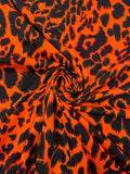 Italian Cheetah Printed French Terry Knit - Orange / Black / Brown