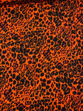 Italian Cheetah Printed French Terry Knit - Orange / Black / Brown