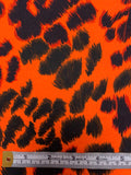 Italian Cheetah Printed French Terry Knit - Orange / Black / Brown