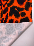 Italian Cheetah Printed French Terry Knit - Orange / Black / Brown