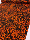 Italian Cheetah Printed French Terry Knit - Orange / Black / Brown