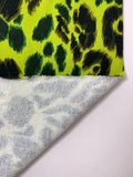 Italian Cheetah Printed French Terry Knit - Wasabi Lime / Black / Olive