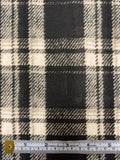 Italian Plaid Printed Jersey Knit - Black / Ivory / Taupe