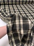 Italian Plaid Printed Jersey Knit - Black / Ivory / Taupe