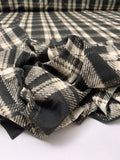 Italian Plaid Printed Jersey Knit - Black / Ivory / Taupe