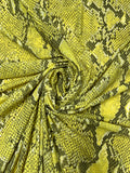 Italian Snakeskin Printed Tricot Knit - Yellow / Olive Green