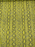 Italian Snakeskin Printed Tricot Knit - Yellow / Olive Green