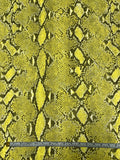 Italian Snakeskin Printed Tricot Knit - Yellow / Olive Green