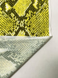 Italian Snakeskin Printed Tricot Knit - Yellow / Olive Green