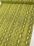 Italian Snakeskin Printed Tricot Knit - Yellow / Olive Green