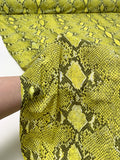 Italian Snakeskin Printed Tricot Knit - Yellow / Olive Green