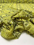 Italian Snakeskin Printed Tricot Knit - Yellow / Olive Green