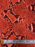 Italian Snakeskin Printed Tricot Knit - Vermilion / Brick Red / Black