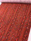 Italian Snakeskin Printed Tricot Knit - Vermilion / Brick Red / Black