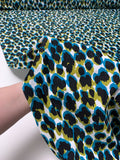 Italian Animal Pattern Inspired Printed Tricot Knit - Tealy Turquoise / Shrek Green / Black / White