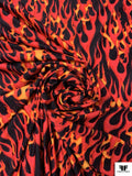 Italian Flame Printed Tricot Knit - Flourescent Red / Orange / Black