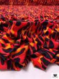 Italian Flame Printed Tricot Knit - Flourescent Red / Orange / Black