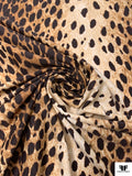 Italian Wild Cat Printed Tricot Knit - Golden Brown / Black / White