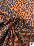 Italian Wild Cat Printed Cotton Twill - Copper Brown / Black