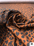 Italian Wild Cat Printed Cotton Twill - Copper Brown / Black