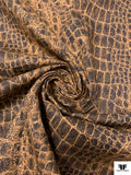 Italian Crocodile Printed Cotton Twill - Browns / Light Peach