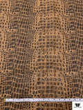 Italian Crocodile Printed Cotton Twill - Browns / Light Peach