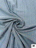 Italian Swiss Dot Twill Cotton Chambray - Denim Blue / Orange