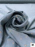 Italian Swiss Dot Twill Cotton Chambray - Denim Blue / Orange