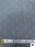 Italian Swiss Dot Twill Cotton Chambray - Denim Blue / Orange